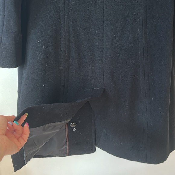 COLE HAAN | Black Trench Coat with Notched Lapel - Picture 12 of 16